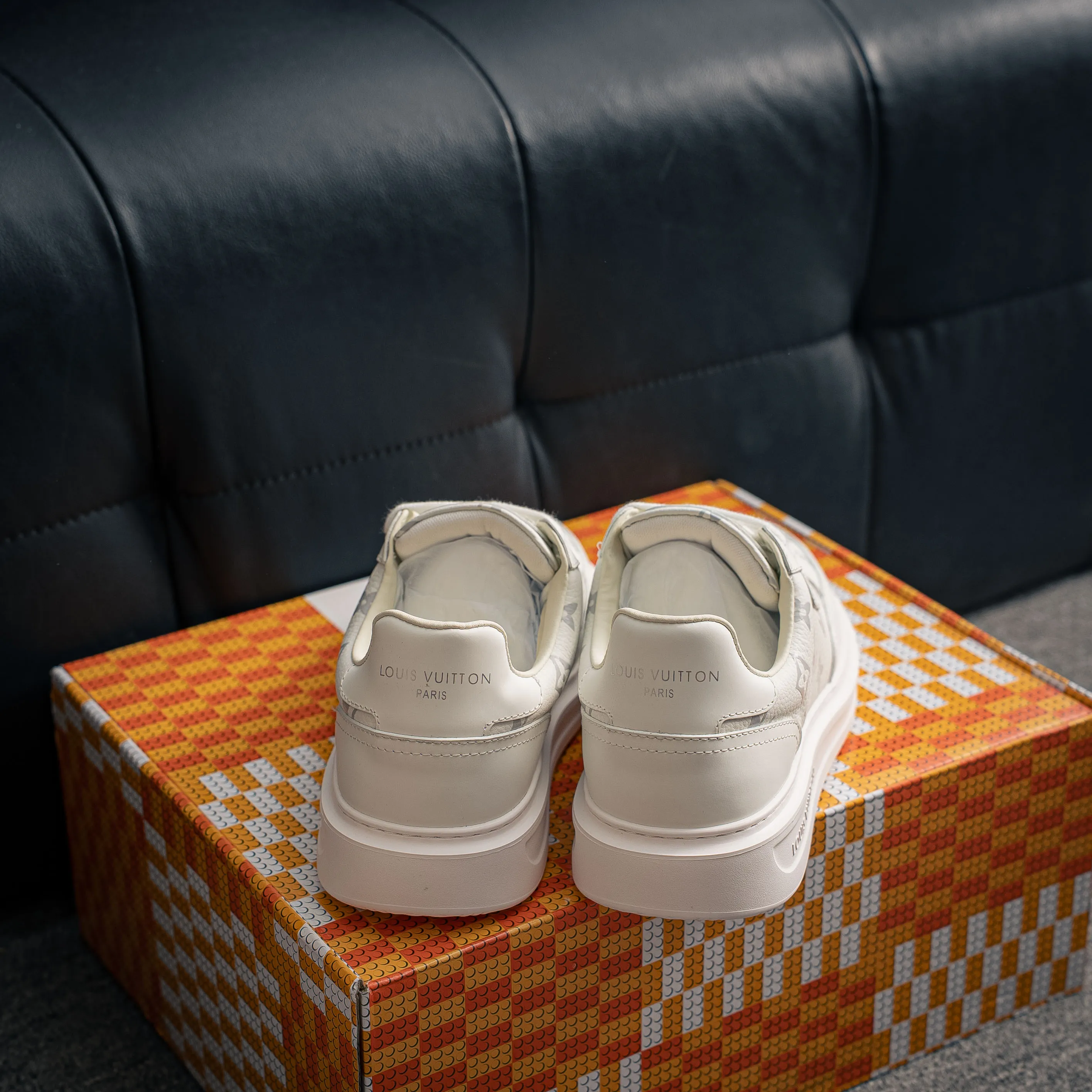 # LOUIS VUITTON Beverly Hills Cowhide Leather Lace-Up Low-Top Skate Shoes Shoes ，